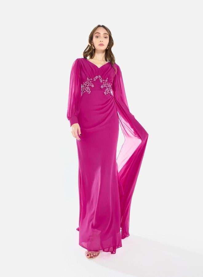 House of Moda Women Flowing Cape Embellished Maxi Dress - Image 3